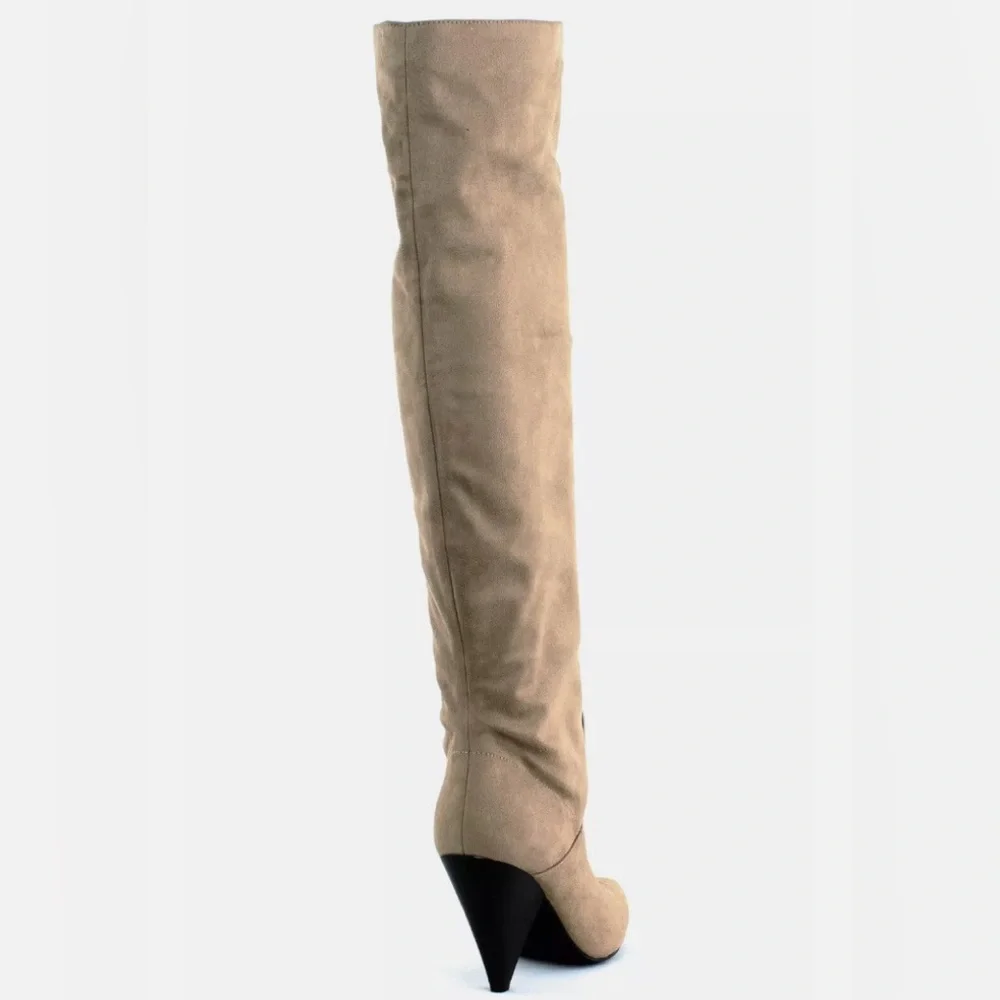 Ingido Rd. Leather Pointed Toe Over Knee Boots